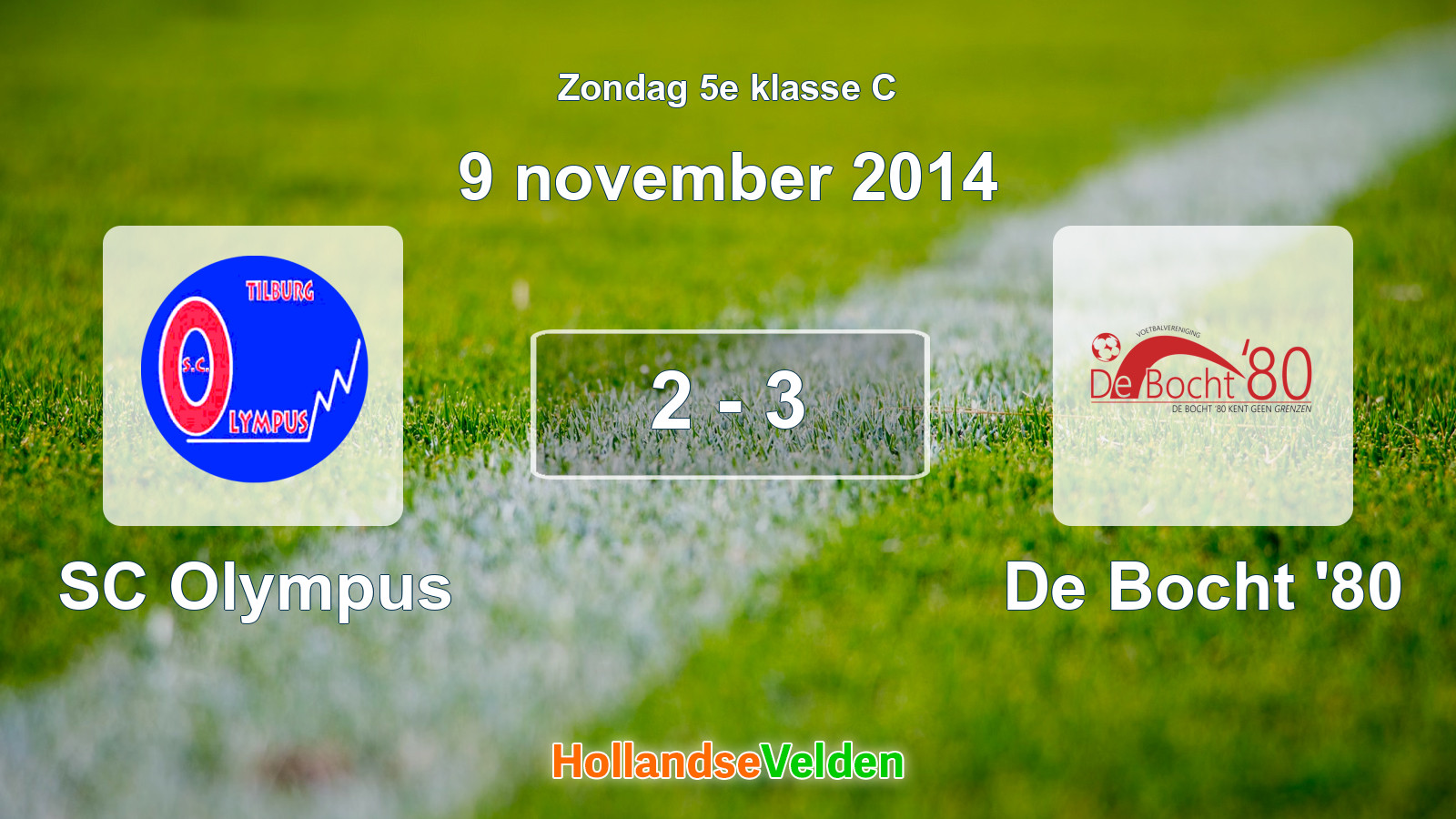 Gespeelde wedstrijd: SC Olympus - De Bocht '80 2 - 3 (9 november 2014)