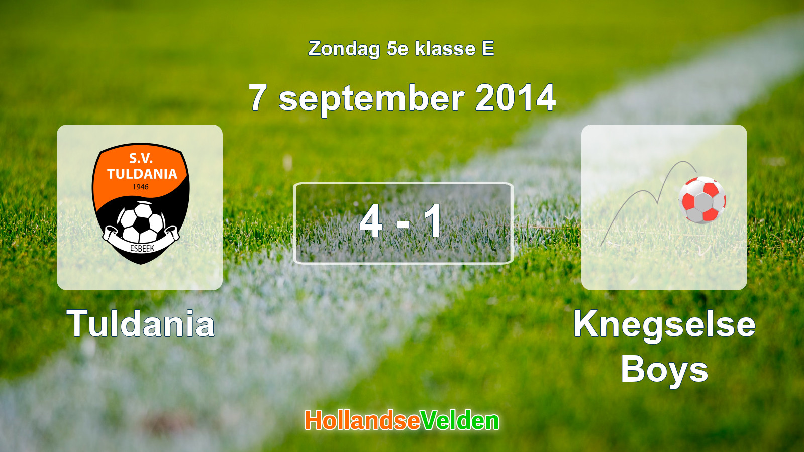 Gespeelde wedstrijd: Tuldania - Knegselse Boys 4 - 1 (7 september 2014)