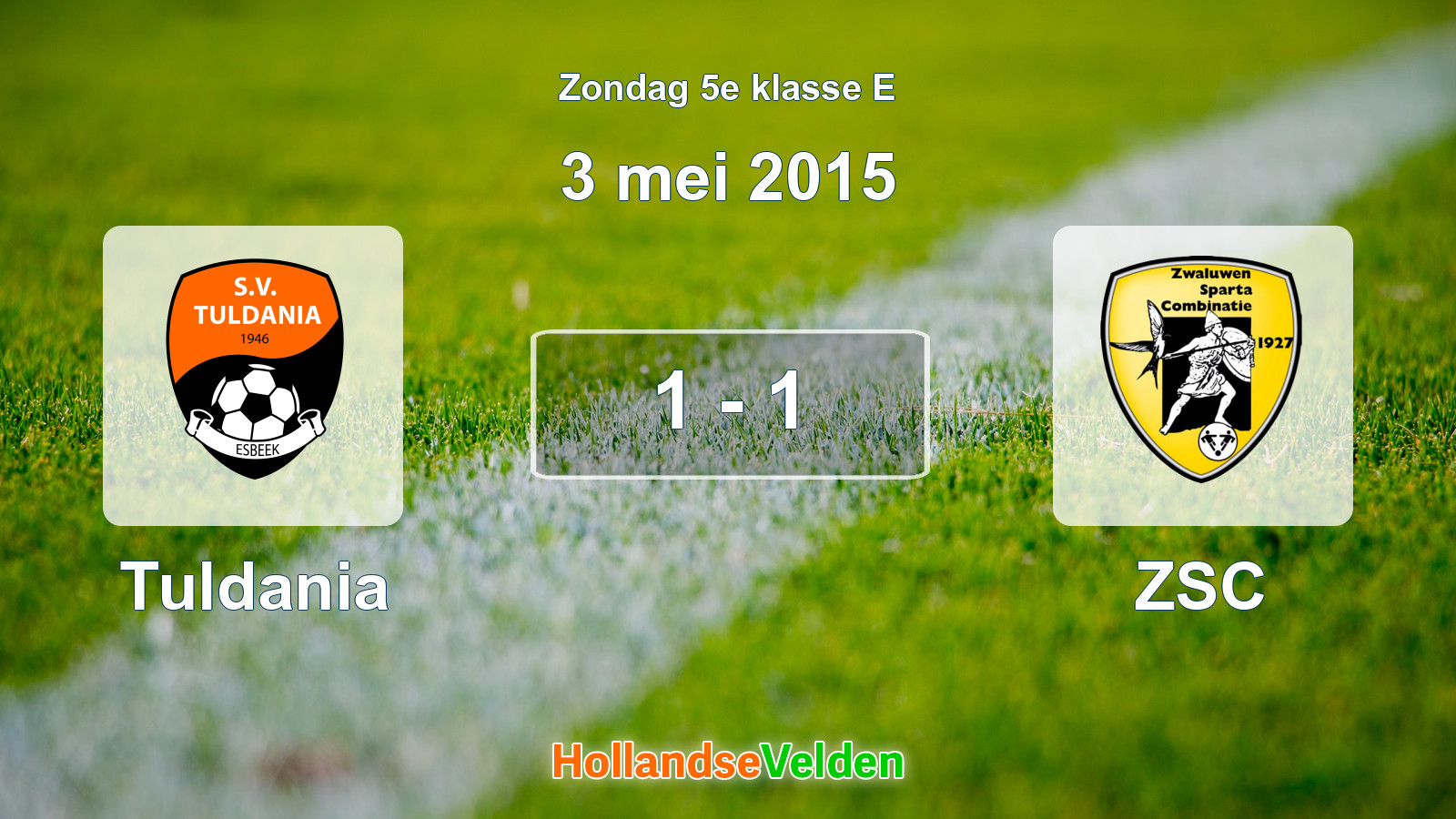 Gespeelde wedstrijd: Tuldania - ZSC 1 - 1 (3 mei 2015)