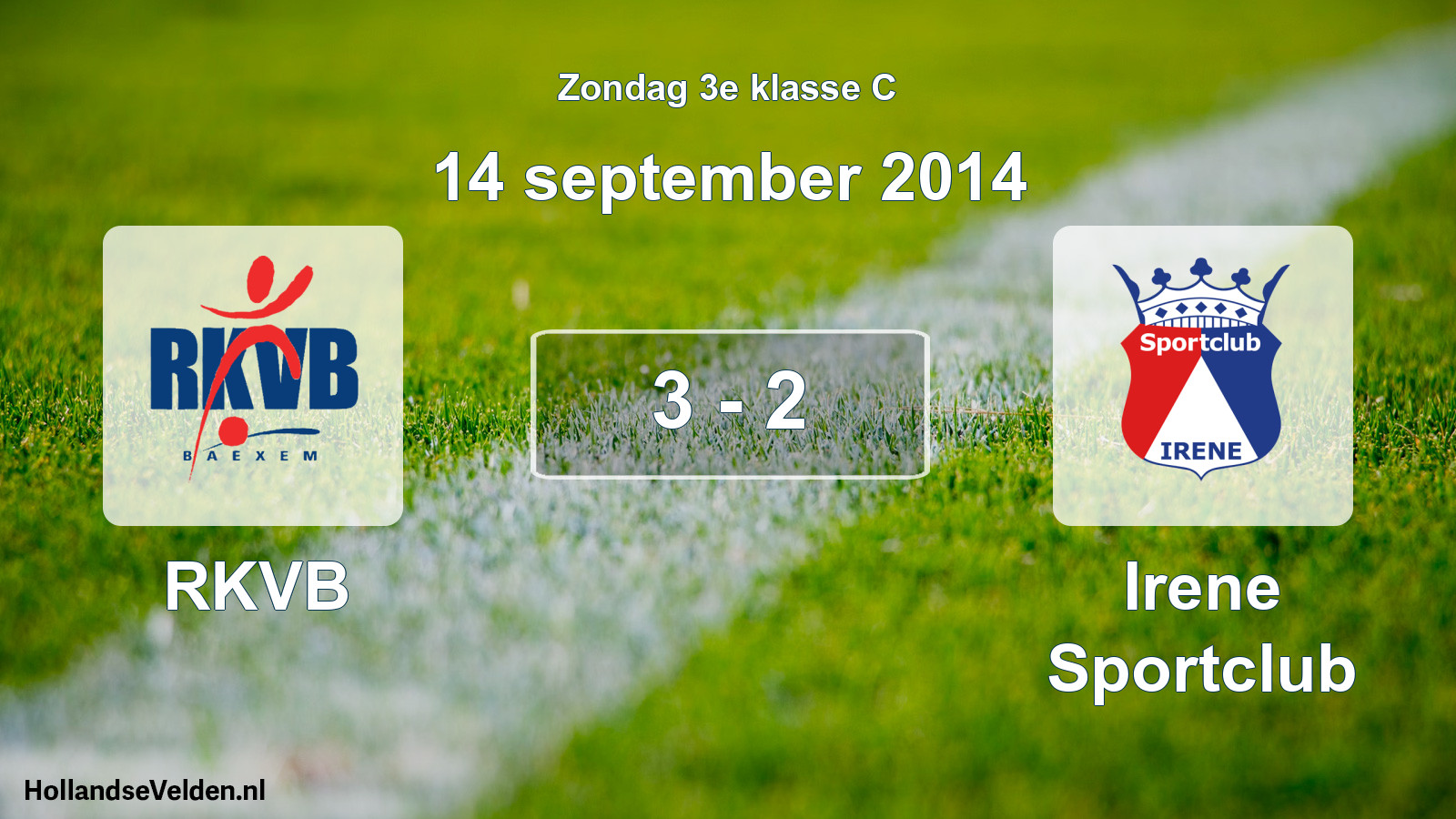 Gespeelde wedstrijd: RKVB - Irene Sportclub 3 - 2 (14 september 2014)