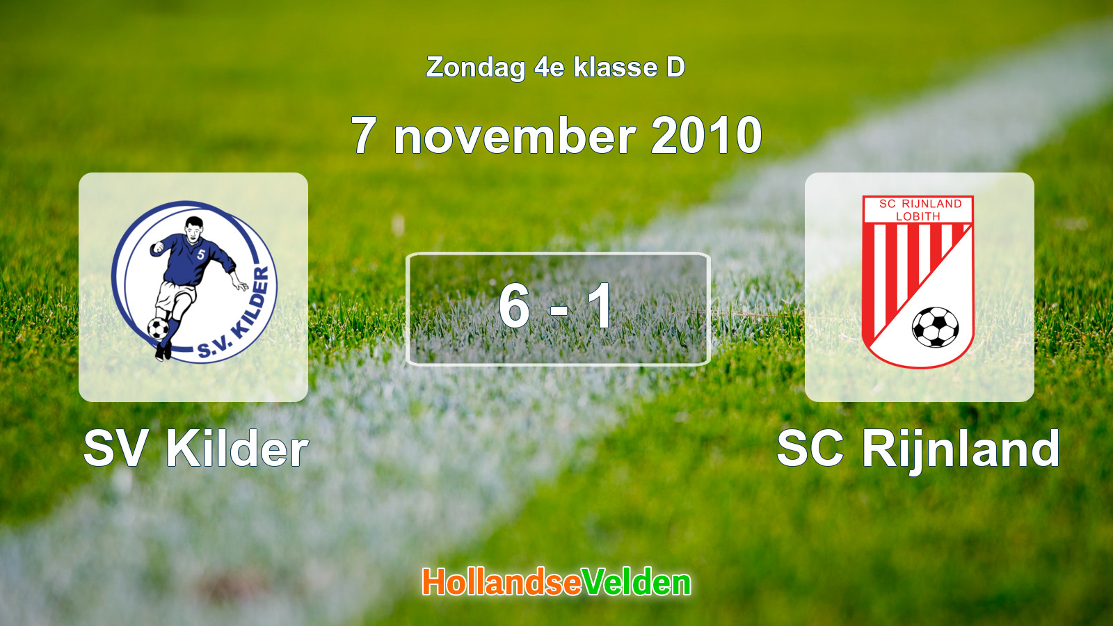 Gespeelde wedstrijd: SV Kilder - SC Rijnland 6 - 1 (7 november 2010)