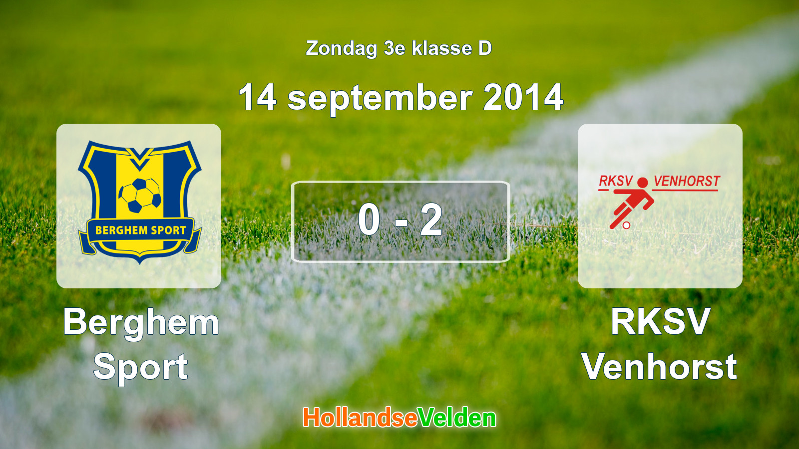 Gespeelde wedstrijd: Berghem Sport - RKSV Venhorst 0 - 2 (14 september 2014)