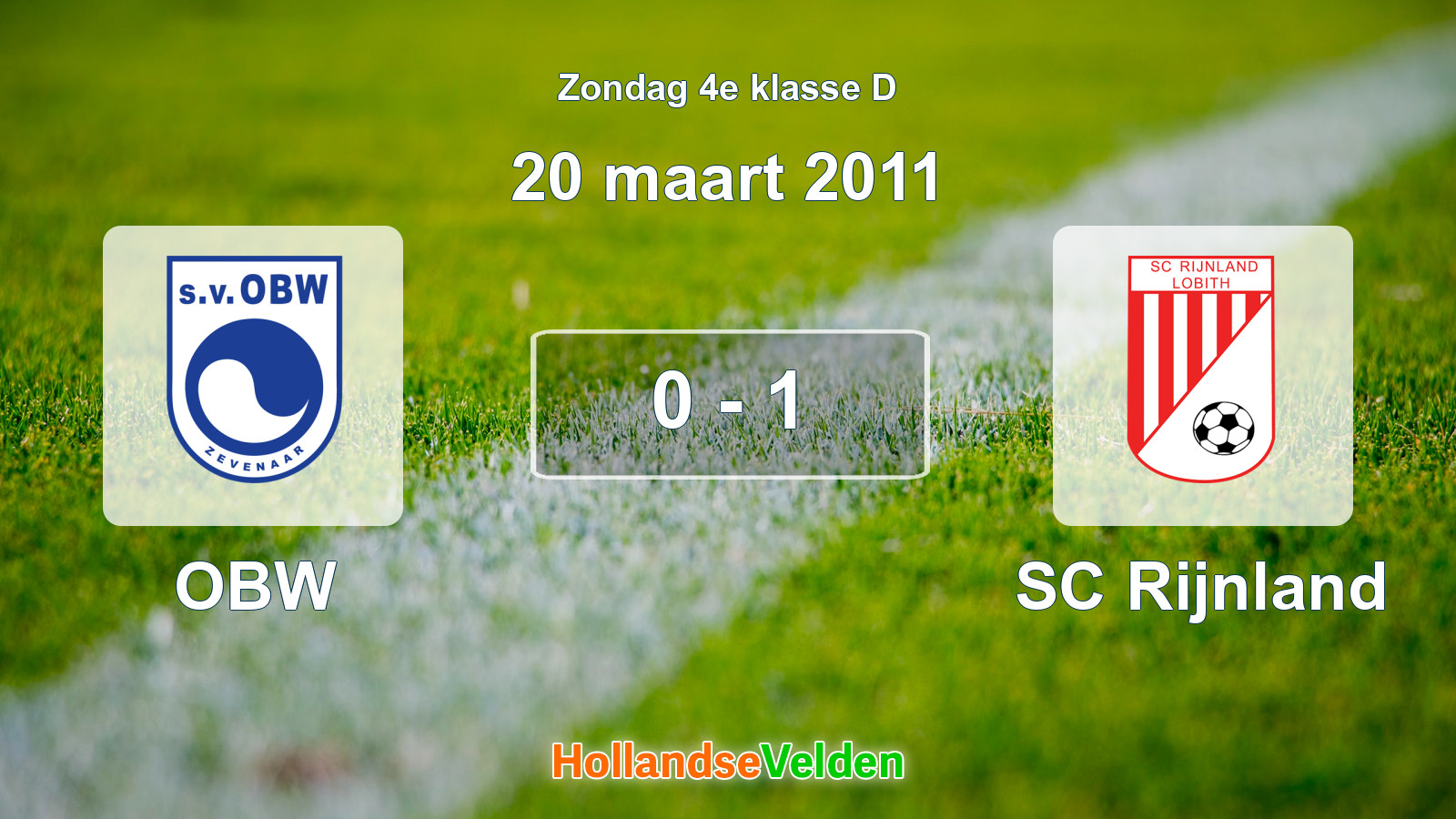 Gespeelde wedstrijd: OBW - SC Rijnland 0 - 1 (20 maart 2011)