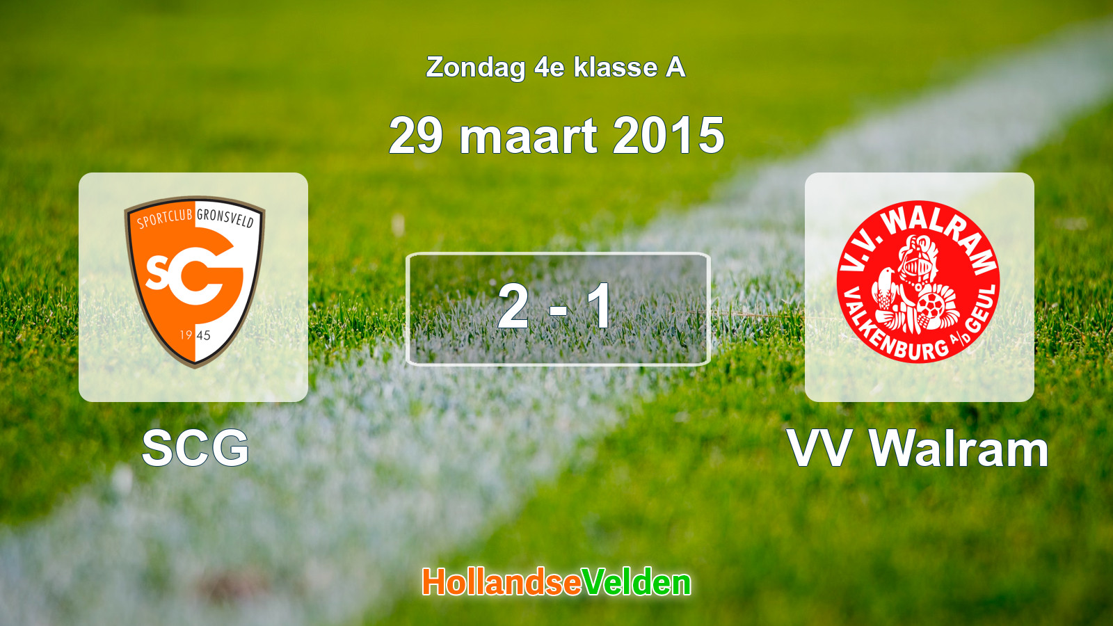 Gespeelde wedstrijd: SCG - VV Walram 2 - 1 (29 maart 2015)