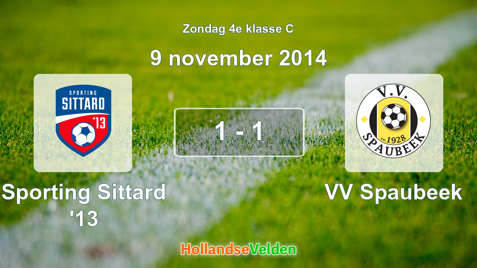 Gespeelde wedstrijd: Sporting Sittard '13 - VV Spaubeek 1 - 1 (9 november 2014)