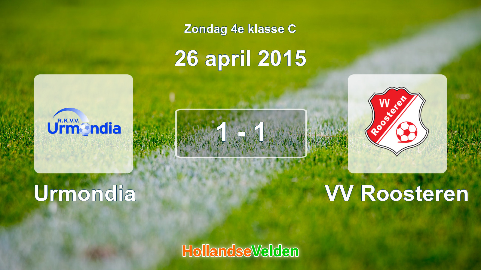 Gespeelde wedstrijd: Urmondia - VV Roosteren 1 - 1 (26 april 2015)