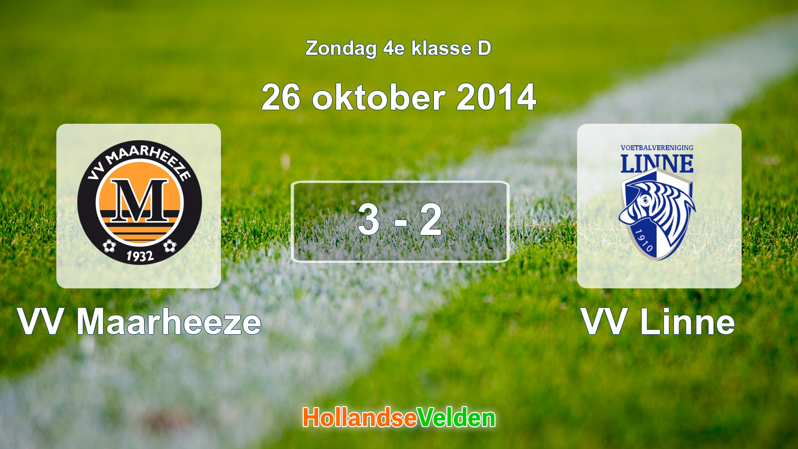 Gespeelde wedstrijd: VV Maarheeze - VV Linne 3 - 2 (26 oktober 2014)