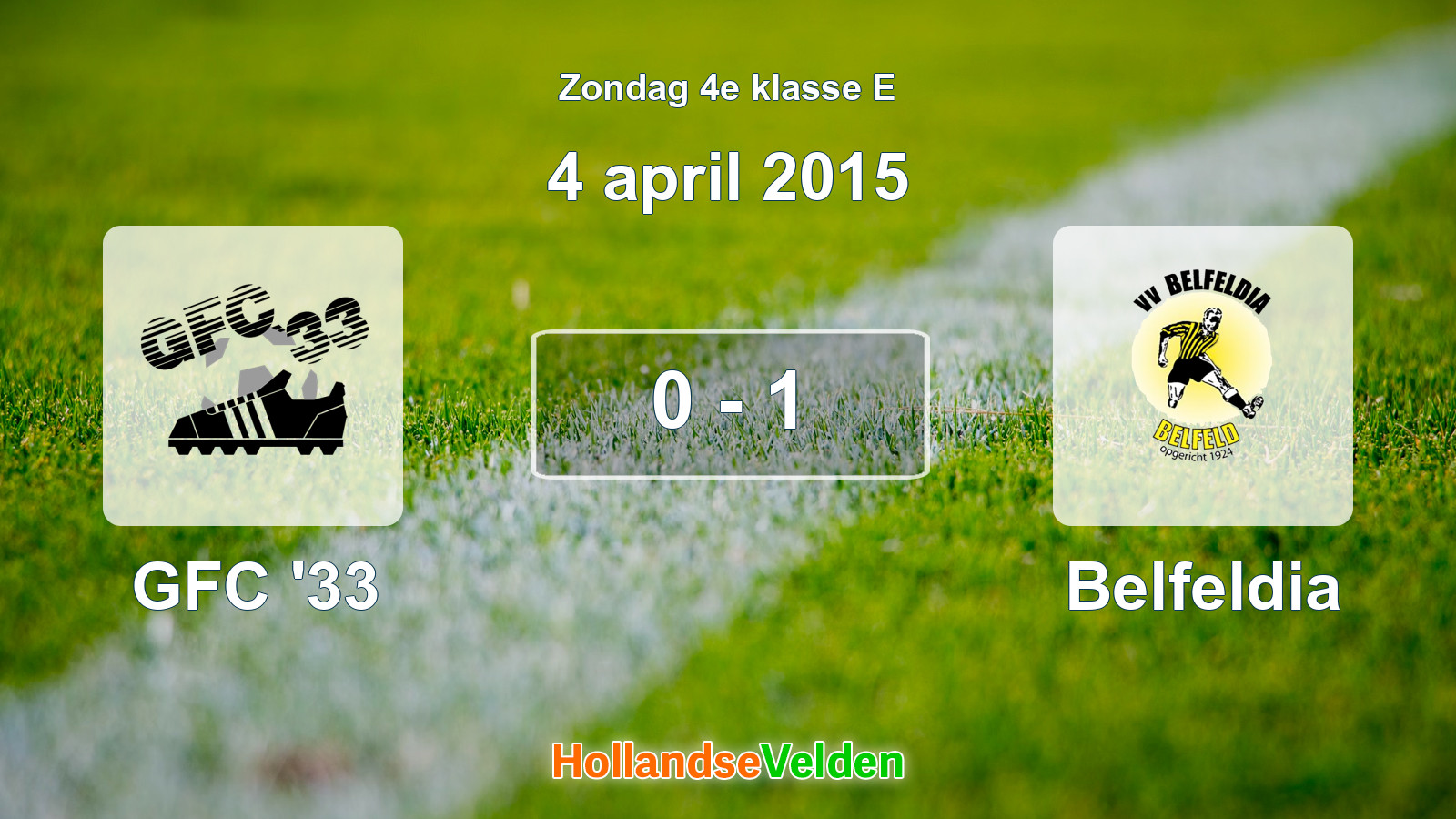 Gespeelde wedstrijd: GFC '33 - Belfeldia 0 - 1 (4 april 2015)