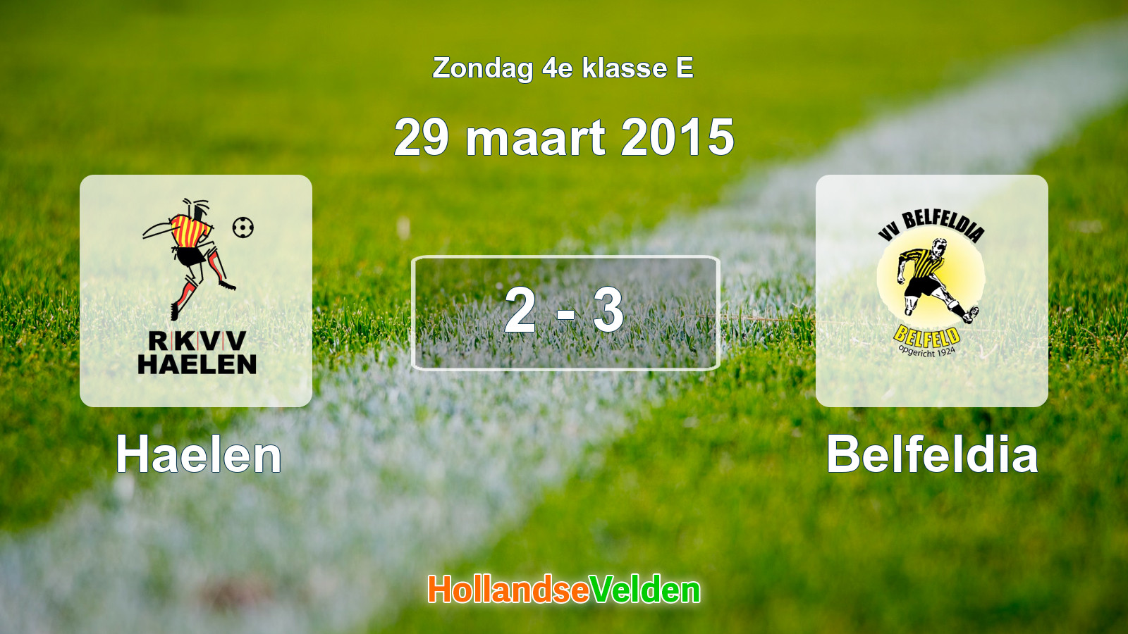 Gespeelde wedstrijd: Haelen - Belfeldia 2 - 3 (29 maart 2015)