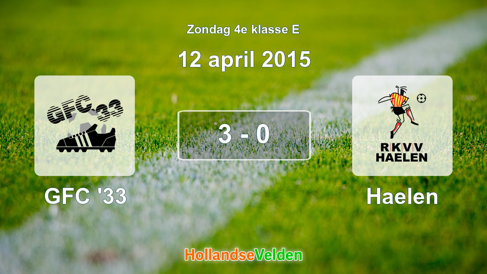 Gespeelde wedstrijd: GFC '33 - Haelen 3 - 0 (12 april 2015)