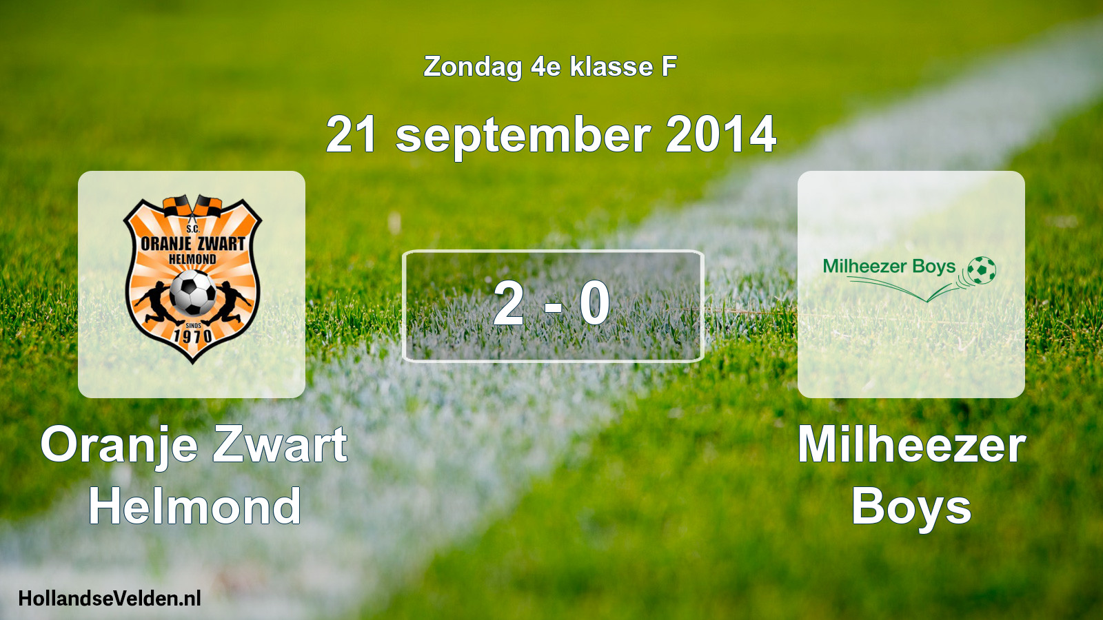 Gespeelde wedstrijd: Oranje Zwart Helmond - Milheezer Boys 2 - 0 (21 september 2014)