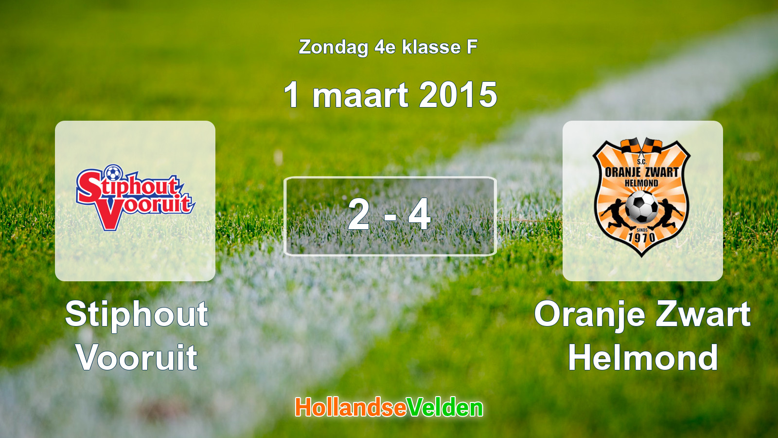 Gespeelde wedstrijd: Stiphout Vooruit - Oranje Zwart Helmond 2 - 4 (1 maart 2015)