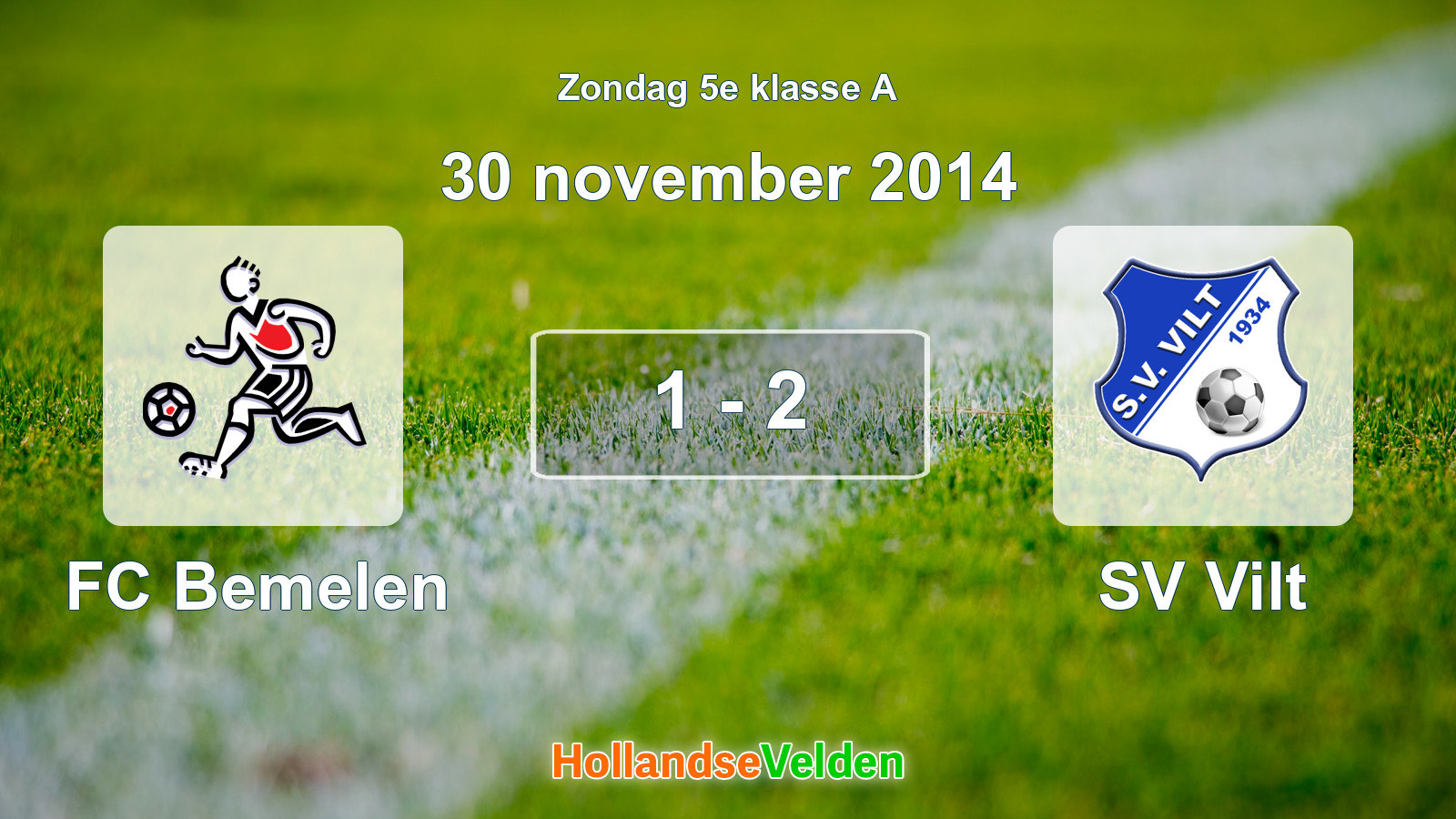 Gespeelde wedstrijd: FC Bemelen - SV Vilt 1 - 2 (30 november 2014)
