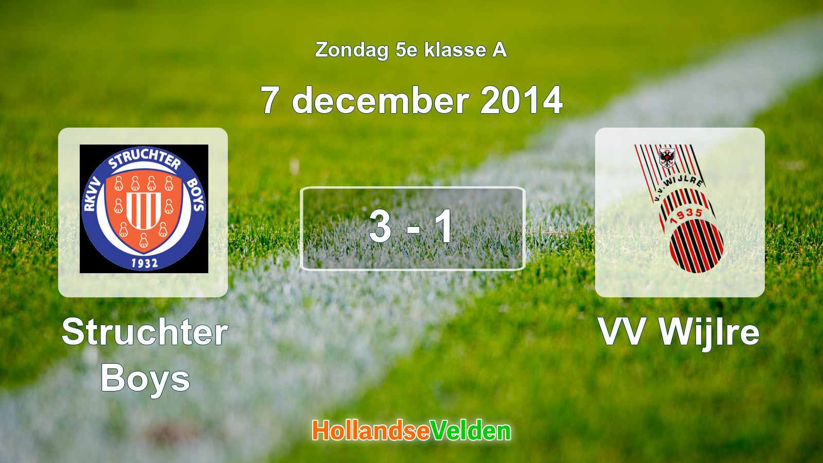 Gespeelde wedstrijd: Struchter Boys - VV Wijlre 3 - 1 (7 december 2014)