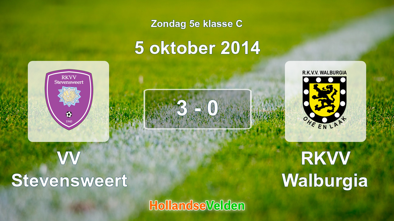 Gespeelde wedstrijd: VV Stevensweert - RKVV Walburgia 3 - 0 (5 oktober 2014)