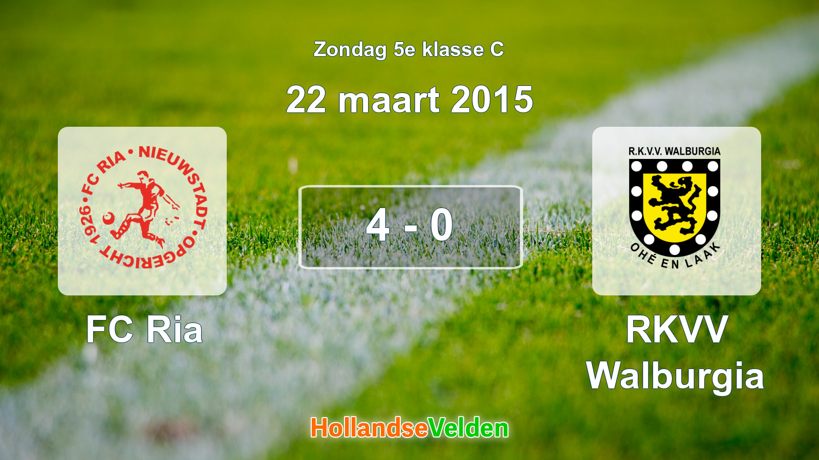 Gespeelde wedstrijd: FC Ria - RKVV Walburgia 4 - 0 (22 maart 2015)