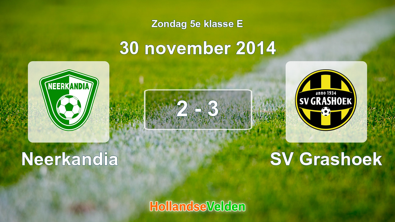 Gespeelde wedstrijd: Neerkandia - SV Grashoek 2 - 3 (30 november 2014)