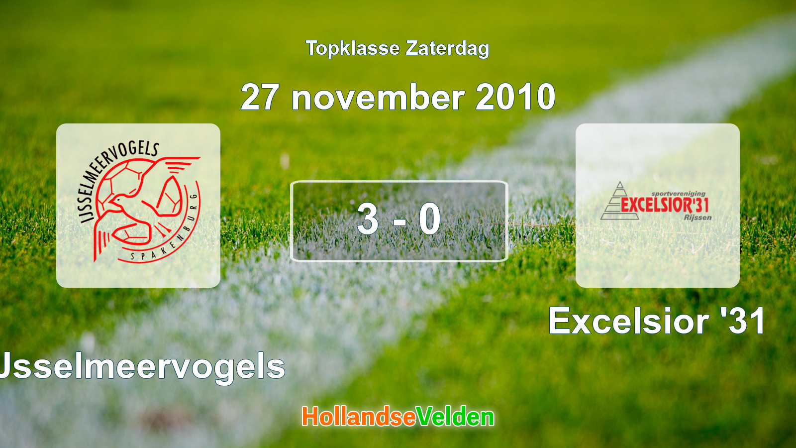 Gespeelde wedstrijd: IJsselmeervogels - Excelsior '31 3 - 0 (27 november 2010)