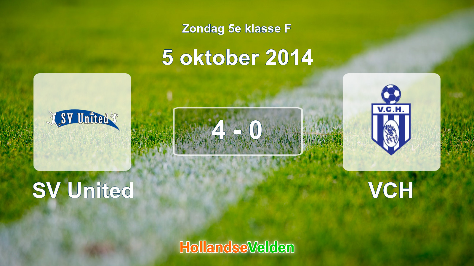 Gespeelde wedstrijd: SV United - VCH 4 - 0 (5 oktober 2014)