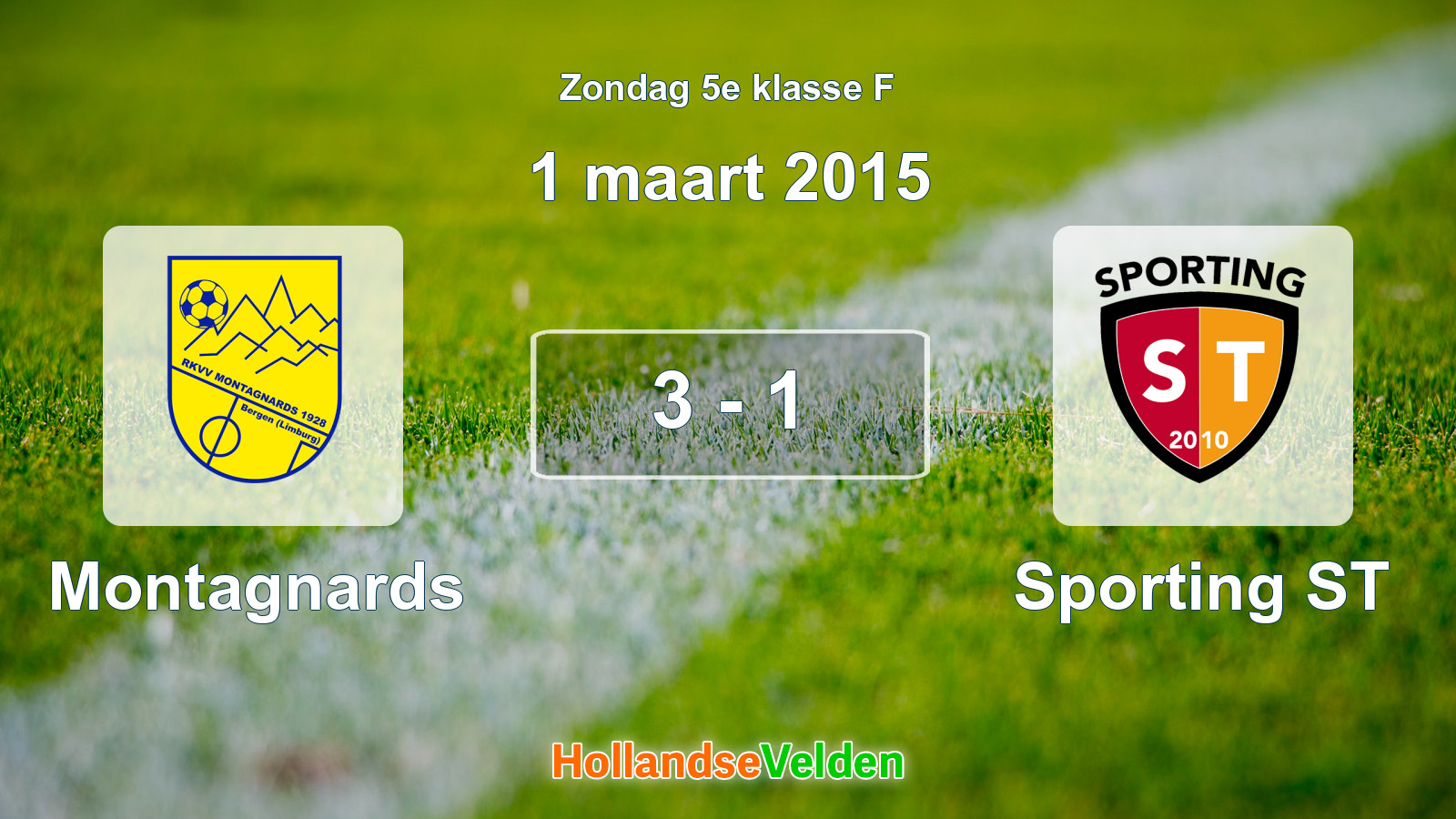 Gespeelde wedstrijd: Montagnards - Sporting ST 3 - 1 (1 maart 2015)