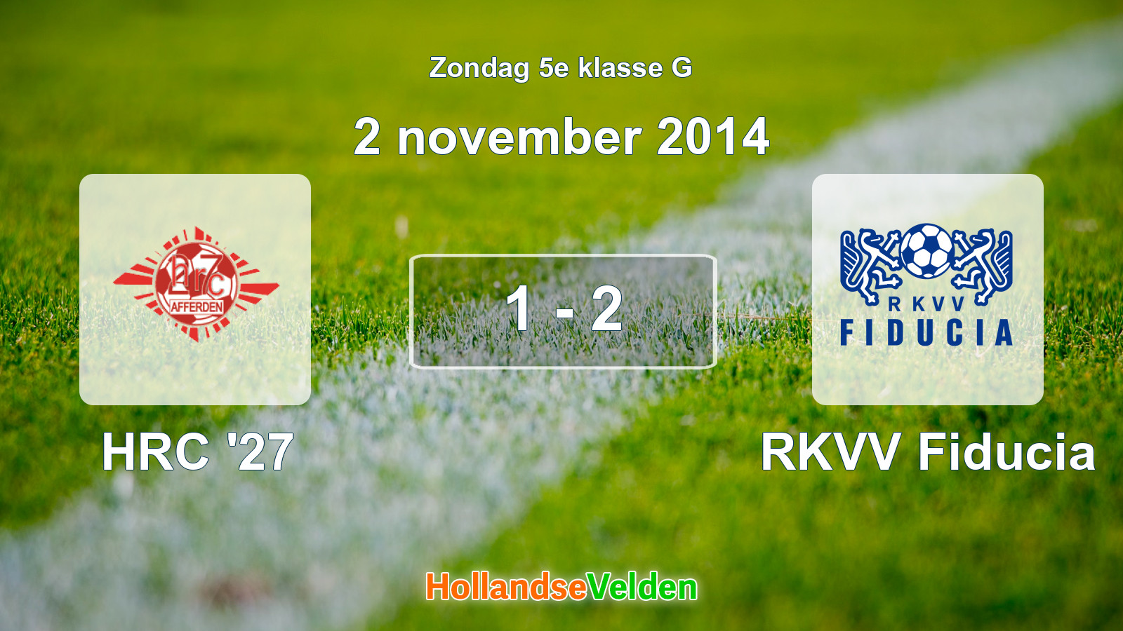 Gespeelde wedstrijd: HRC '27 - RKVV Fiducia 1 - 2 (2 november 2014)