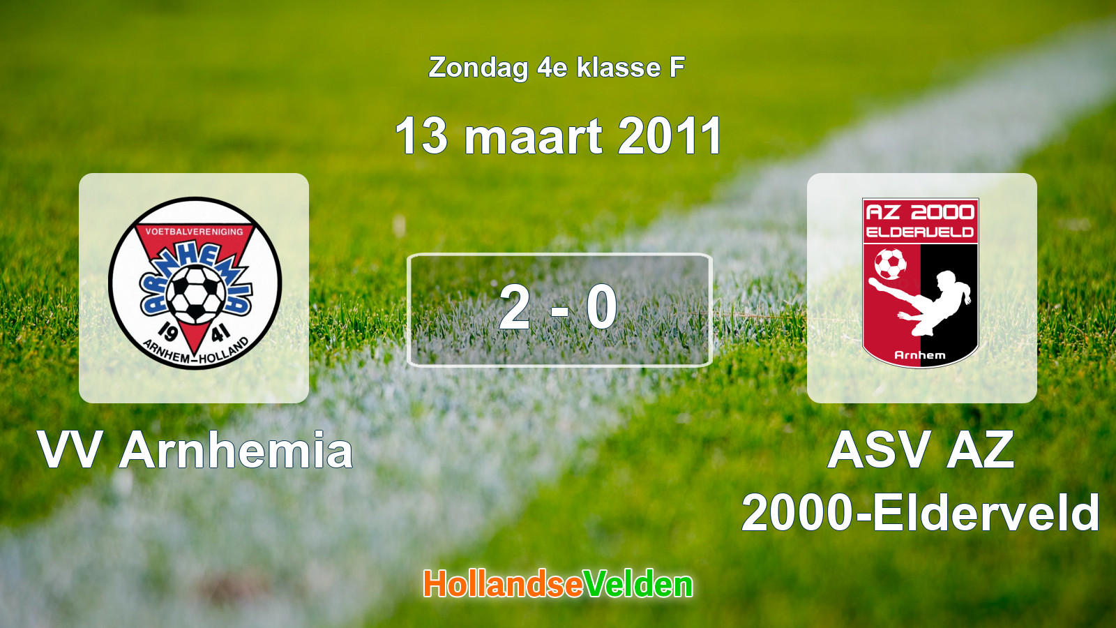 Gespeelde wedstrijd: VV Arnhemia - ASV AZ 2000-Elderveld 2 - 0 (13 maart 2011)