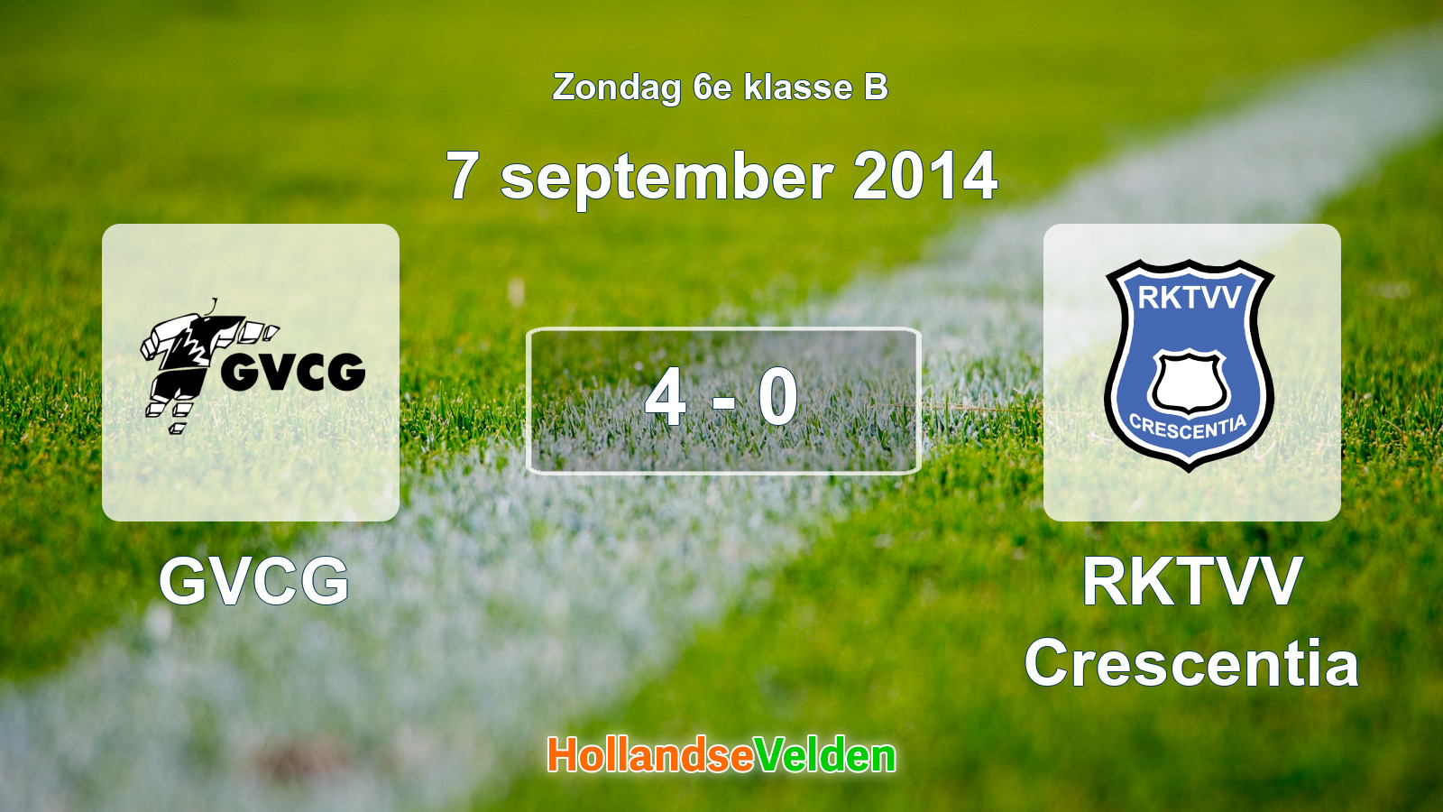 Gespeelde wedstrijd: GVCG - RKTVV Crescentia 4 - 0 (7 september 2014)