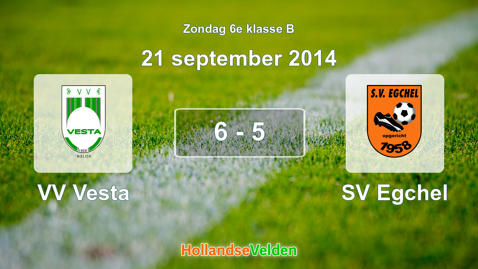 Gespeelde wedstrijd: VV Vesta - SV Egchel 6 - 5 (21 september 2014)