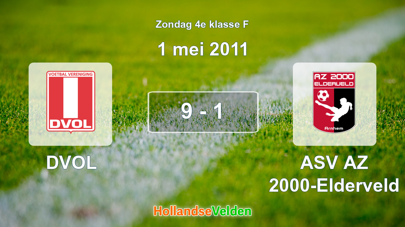 Gespeelde wedstrijd: DVOL - ASV AZ 2000-Elderveld 9 - 1 (1 mei 2011)