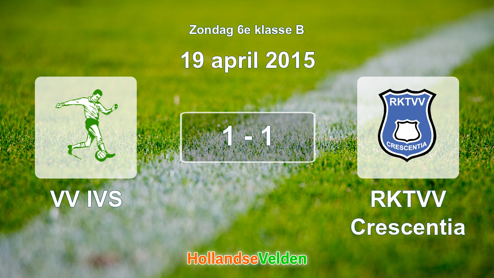 Gespeelde wedstrijd: VV IVS - RKTVV Crescentia 1 - 1 (19 april 2015)