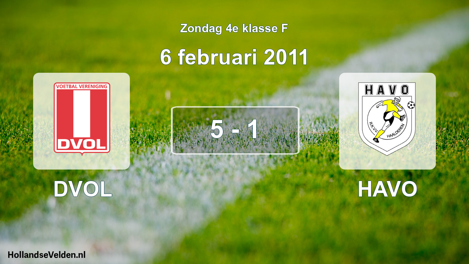 Gespeelde wedstrijd: DVOL - HAVO 5 - 1 (6 februari 2011)