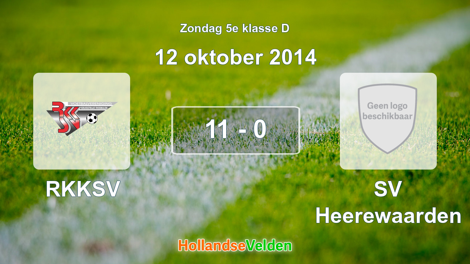 Gespeelde wedstrijd: RKKSV - SV Heerewaarden 11 - 0 (12 oktober 2014)