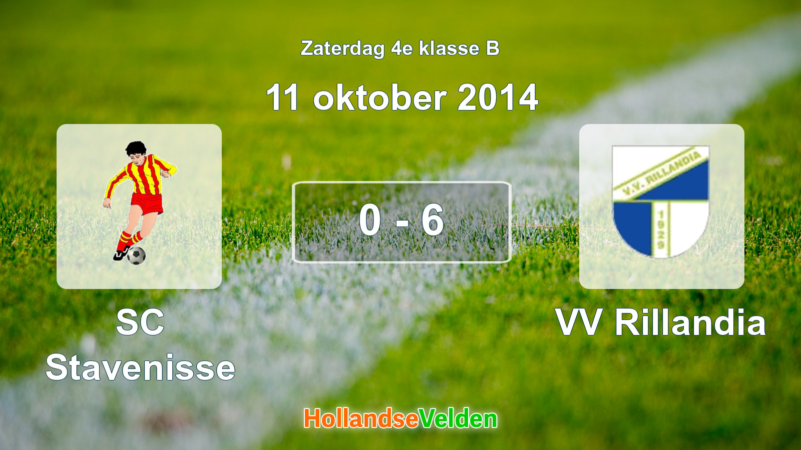 Gespeelde wedstrijd: SC Stavenisse - VV Rillandia 0 - 6 (11 oktober 2014)