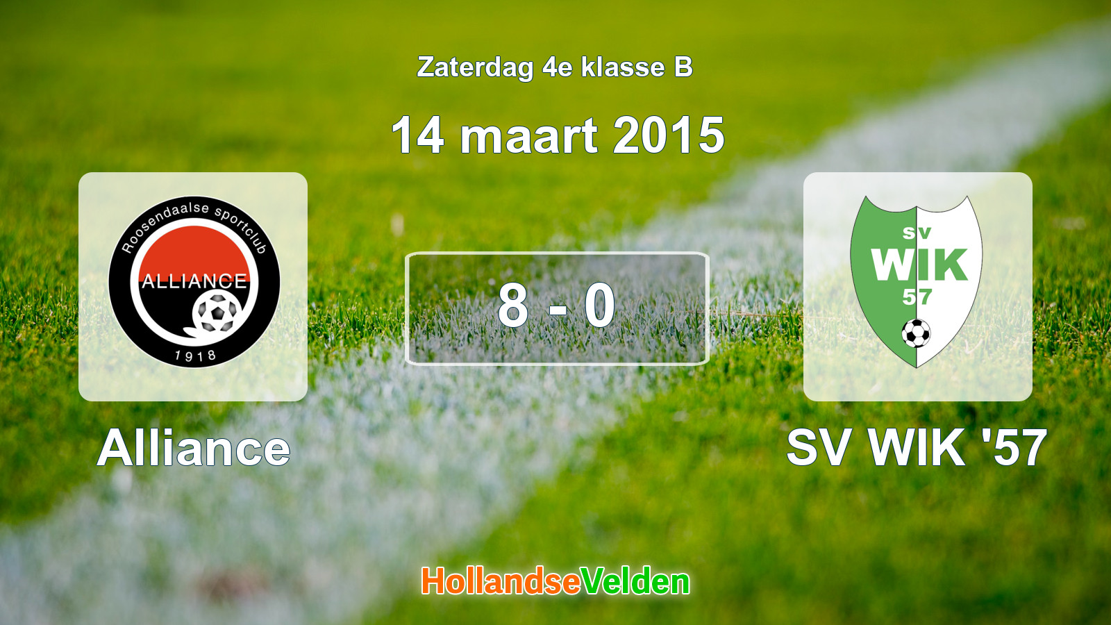 Gespeelde wedstrijd: Alliance - SV WIK '57 8 - 0 (14 maart 2015)