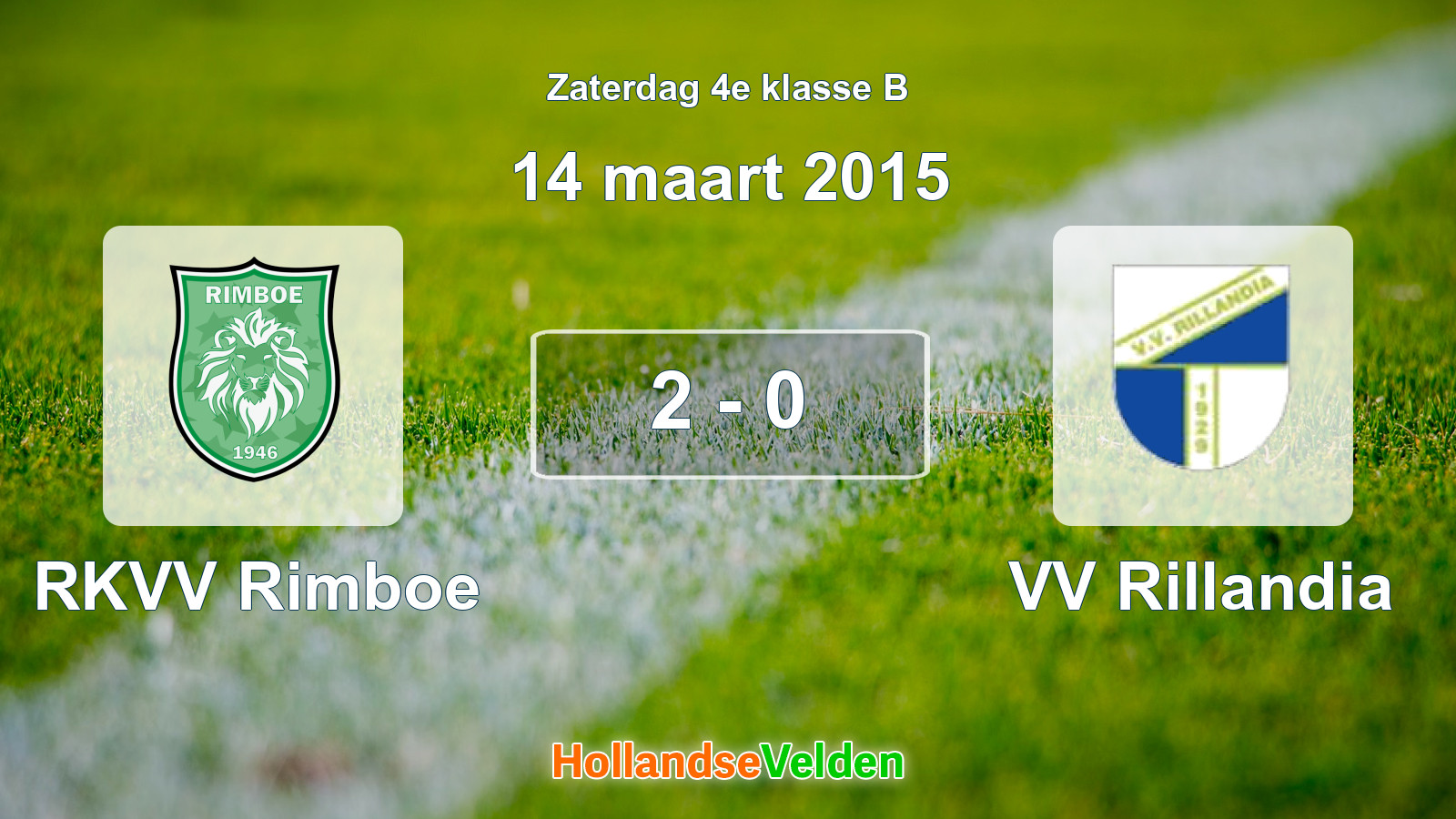 Gespeelde wedstrijd: RKVV Rimboe - VV Rillandia 2 - 0 (14 maart 2015)