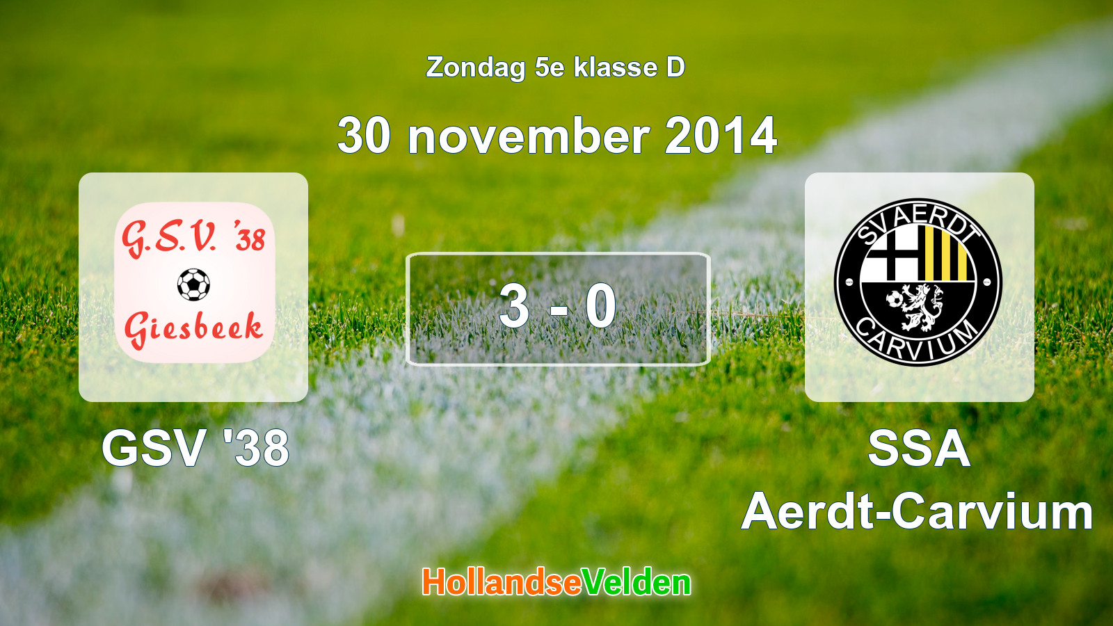 Gespeelde wedstrijd: GSV '38 - SSA Aerdt-Carvium 3 - 0 (30 november 2014)