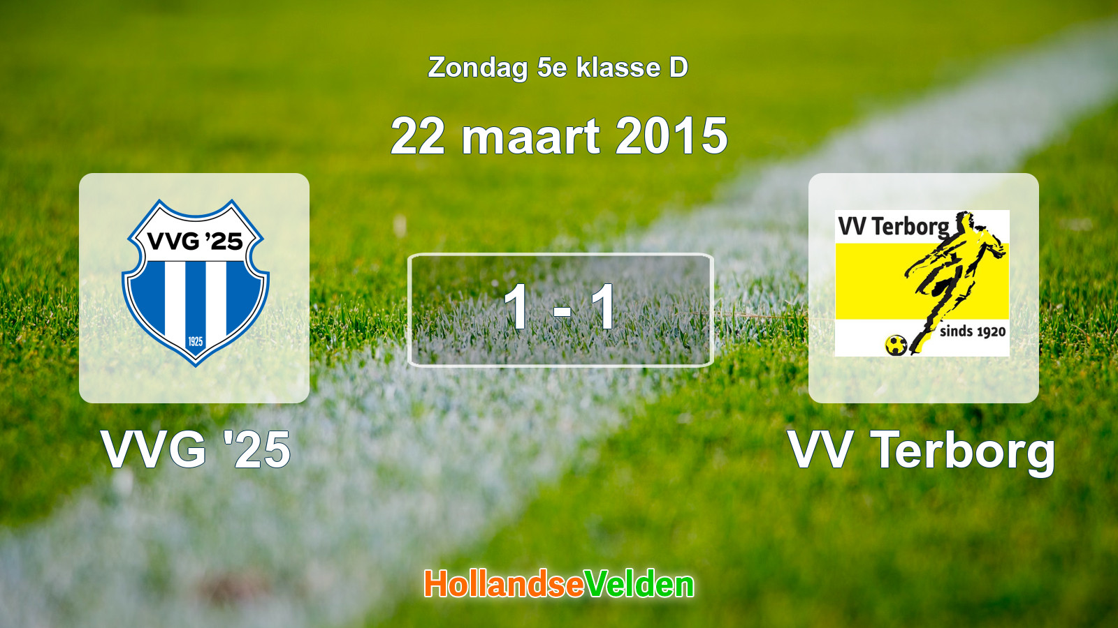 Gespeelde wedstrijd: VVG '25 - VV Terborg 1 - 1 (22 maart 2015)