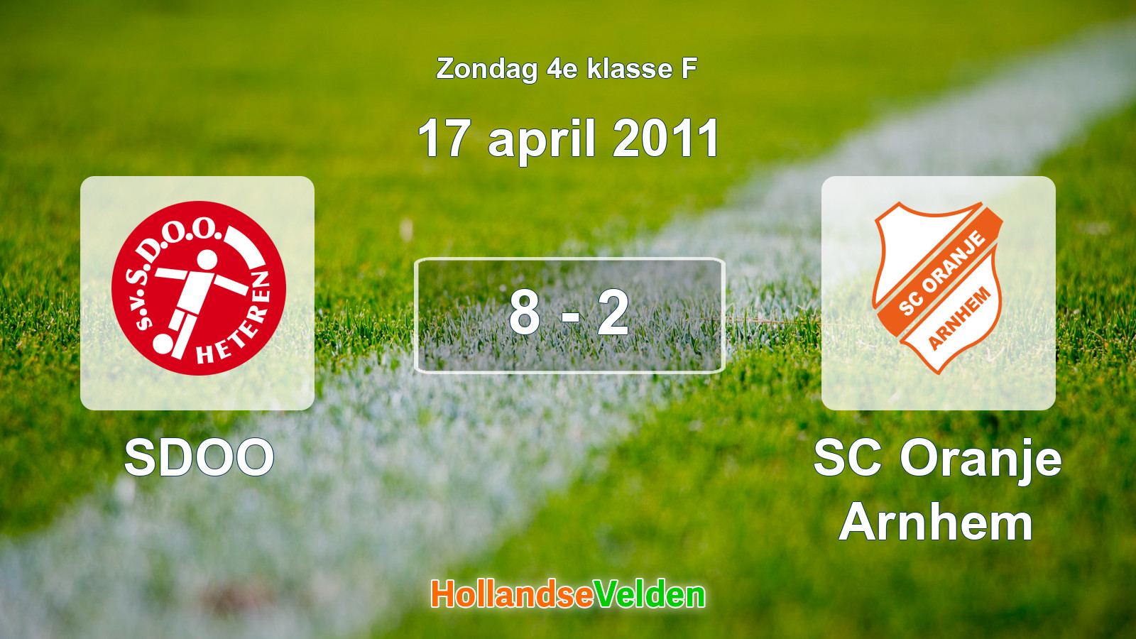 Gespeelde wedstrijd: SDOO - SC Oranje Arnhem 8 - 2 (17 april 2011)