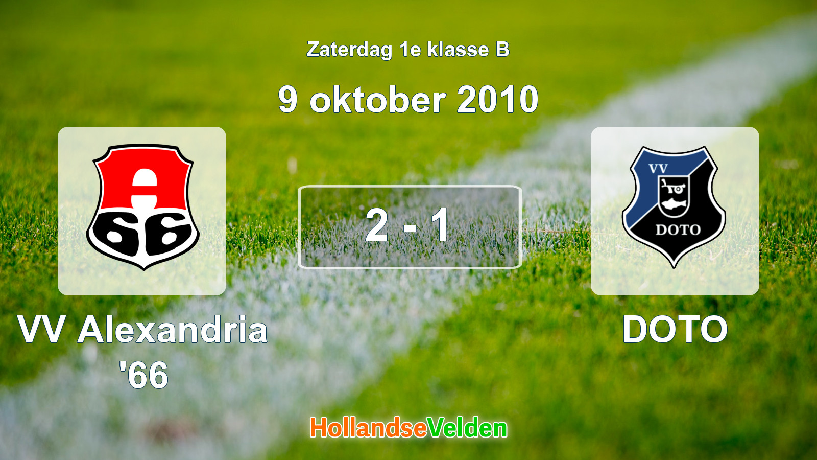 Gespeelde wedstrijd: VV Alexandria '66 - DOTO 2 - 1 (9 oktober 2010)