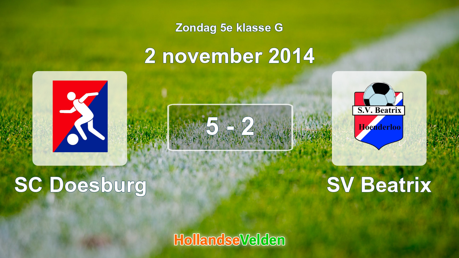 Gespeelde wedstrijd: SC Doesburg - SV Beatrix 5 - 2 (2 november 2014)