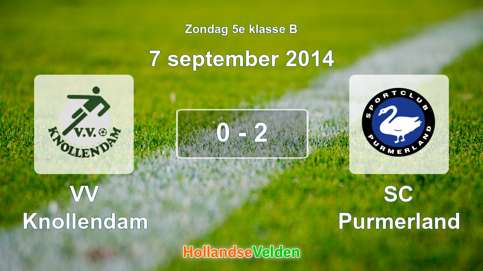 Gespeelde wedstrijd: VV Knollendam - SC Purmerland 0 - 2 (7 september 2014)
