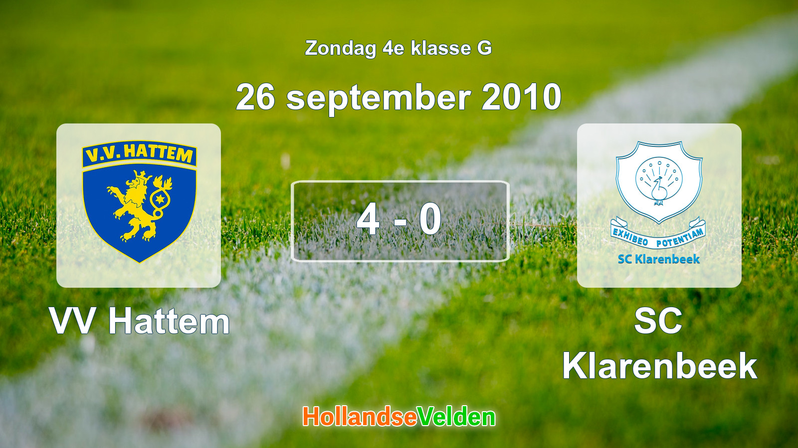 Gespeelde wedstrijd: VV Hattem - SC Klarenbeek 4 - 0 (26 september 2010)