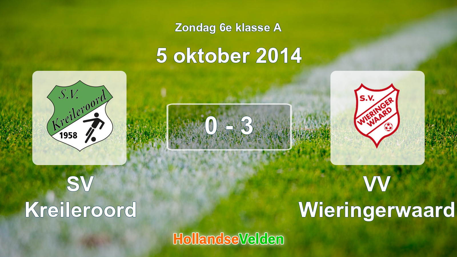 Gespeelde wedstrijd: SV Kreileroord - VV Wieringerwaard 0 - 3 (5 oktober 2014)