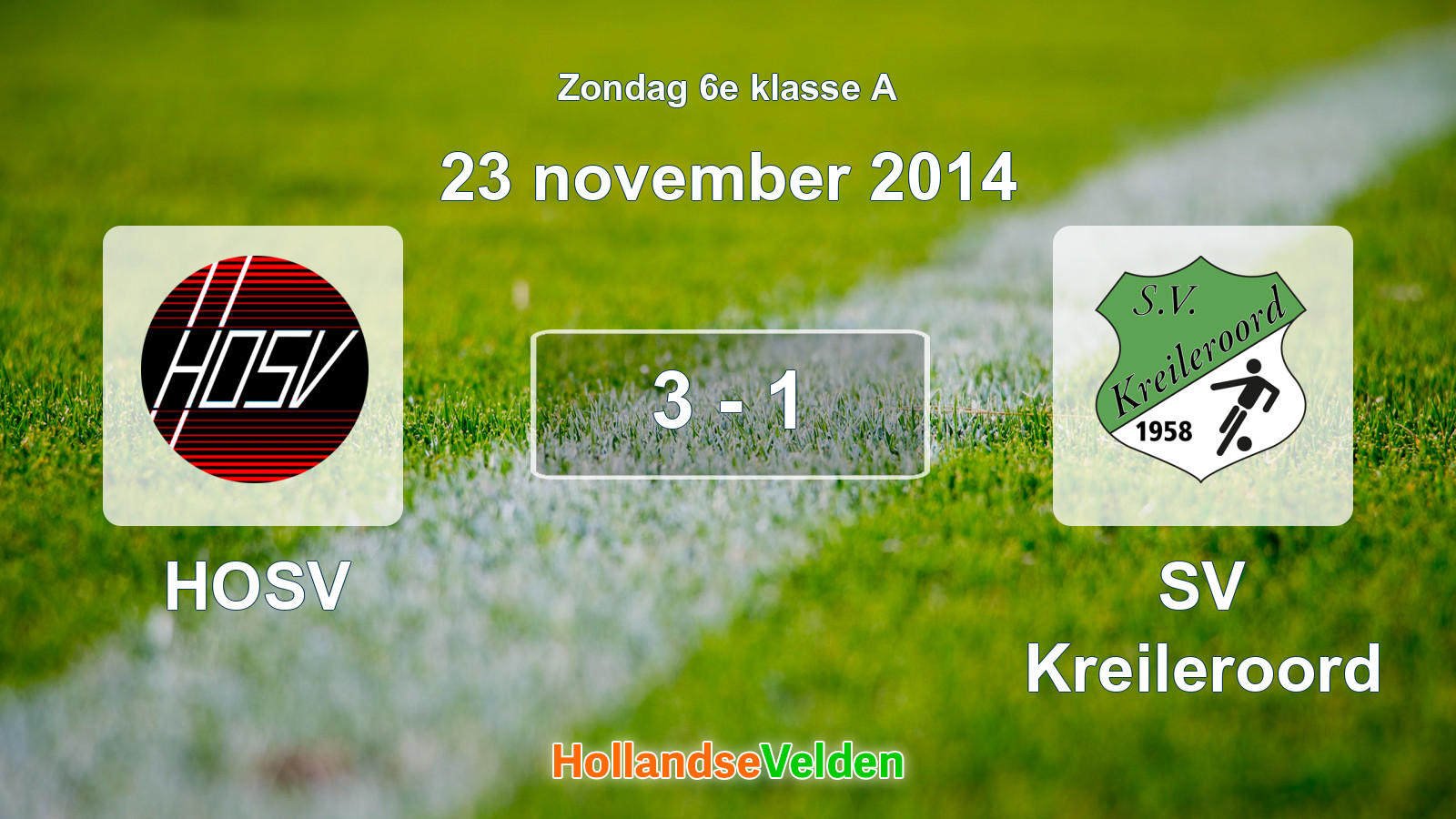 Gespeelde wedstrijd: HOSV - SV Kreileroord 3 - 1 (23 november 2014)
