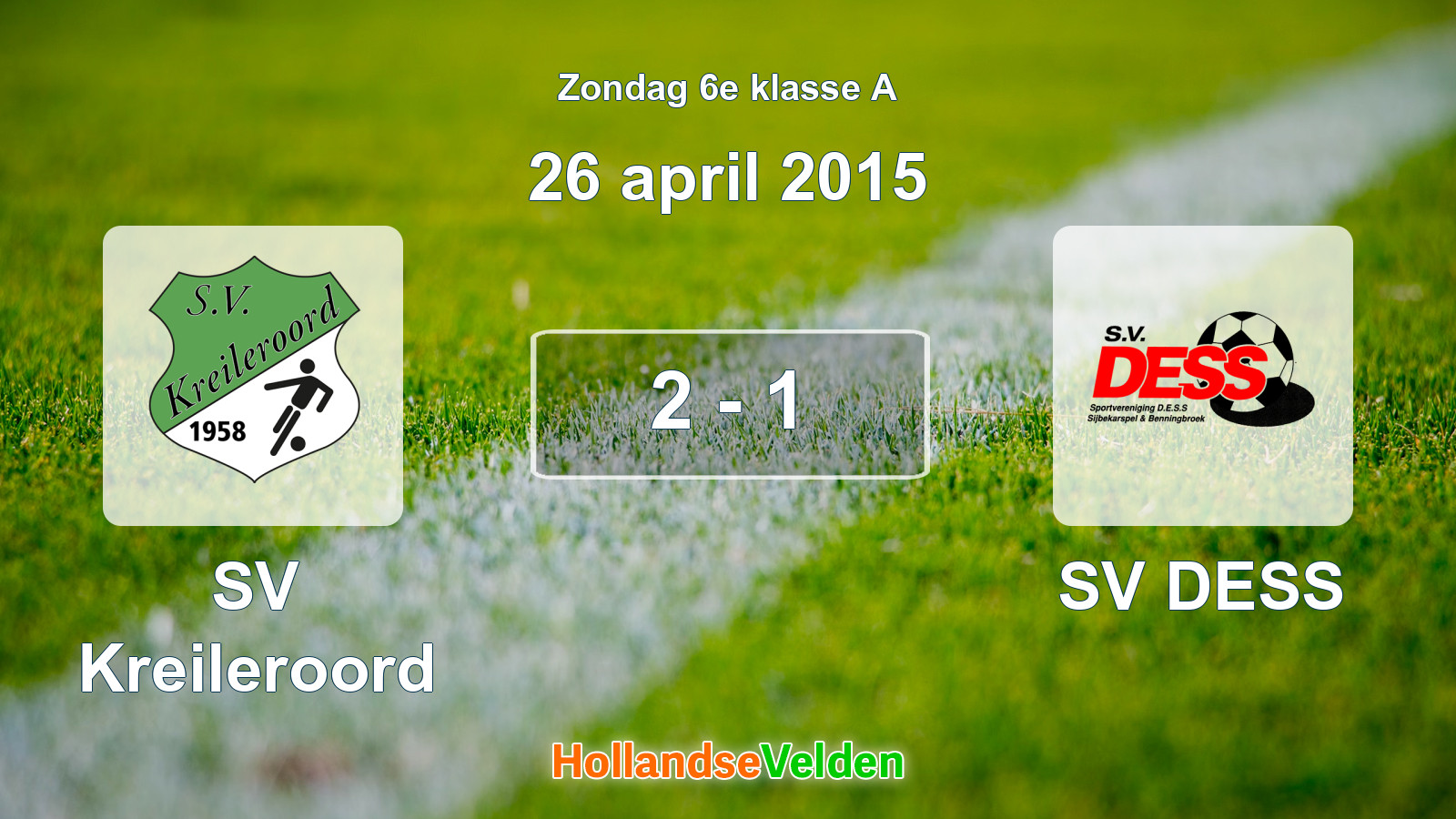 Gespeelde wedstrijd: SV Kreileroord - SV DESS 2 - 1 (26 april 2015)