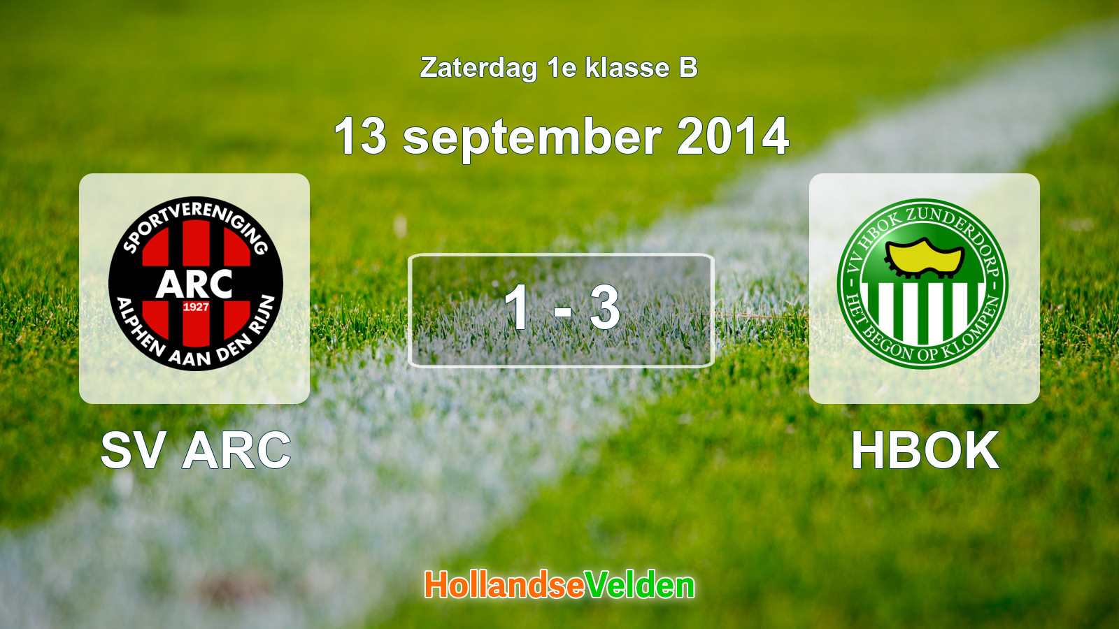 Gespeelde wedstrijd: SV ARC - HBOK 1 - 3 (13 september 2014)