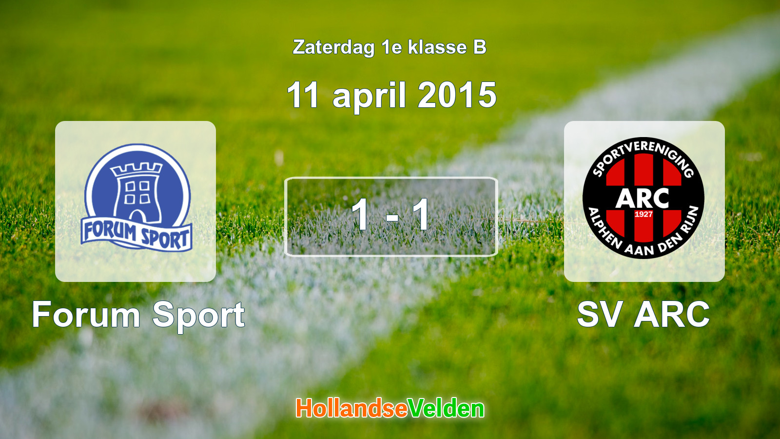 Gespeelde wedstrijd: Forum Sport - SV ARC 1 - 1 (11 april 2015)