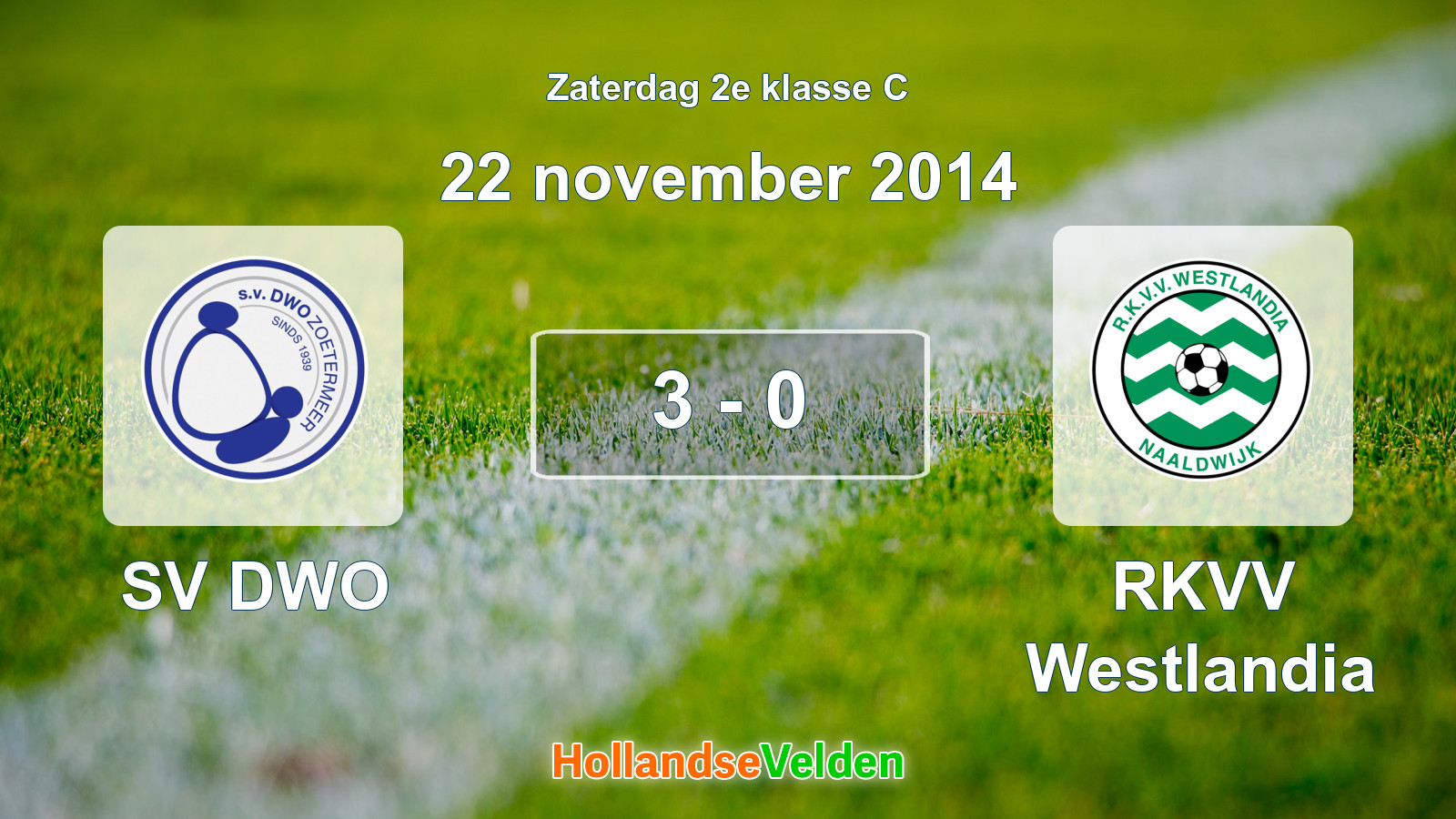 Gespeelde wedstrijd: SV DWO - RKVV Westlandia 3 - 0 (22 november 2014)