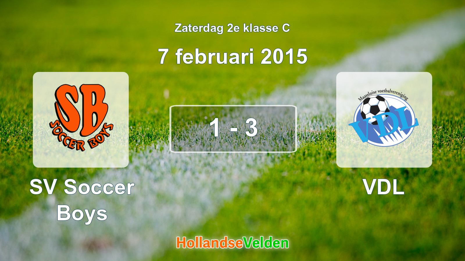 Gespeelde wedstrijd: SV Soccer Boys - VDL 1 - 3 (7 februari 2015)