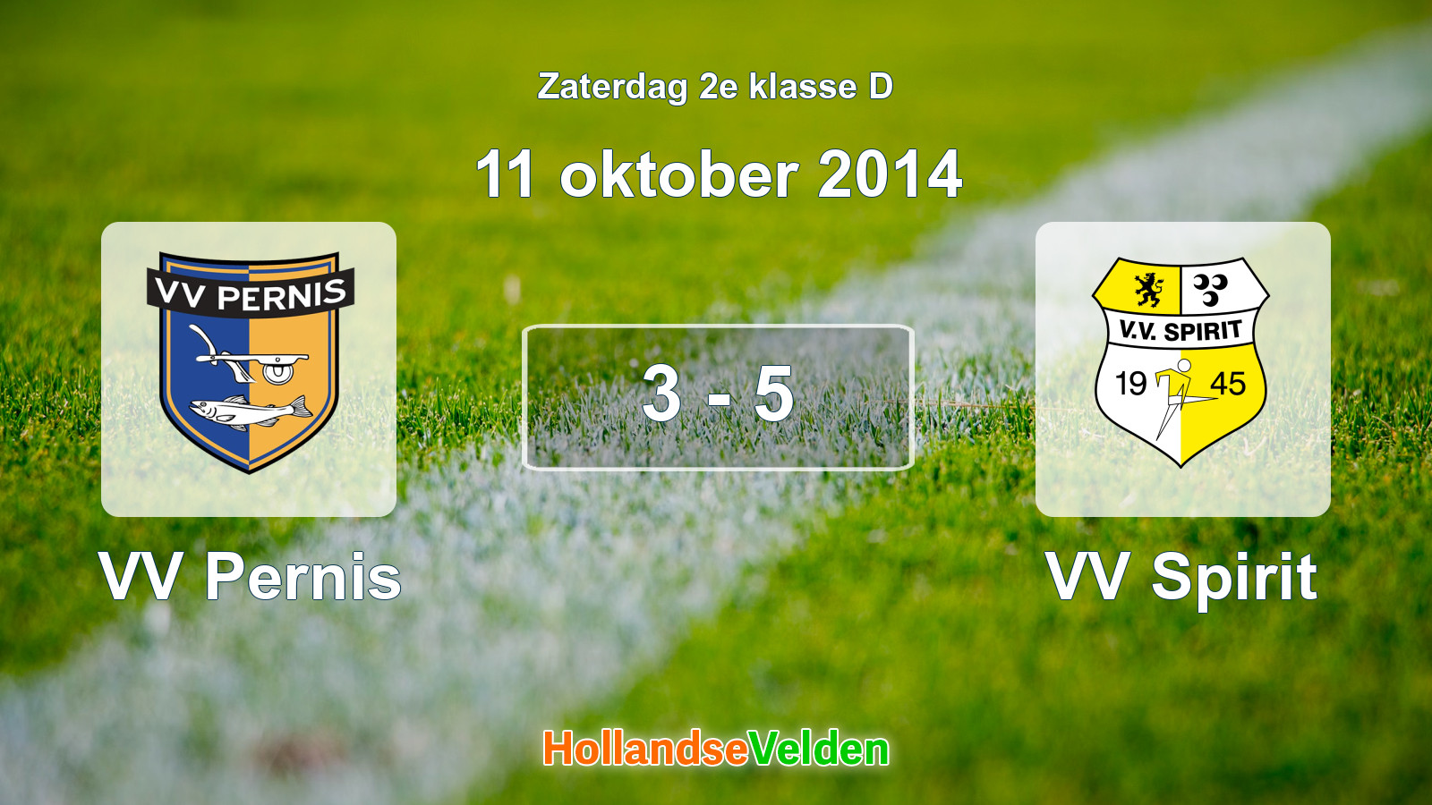 Gespeelde wedstrijd: VV Pernis - VV Spirit 3 - 5 (11 oktober 2014)